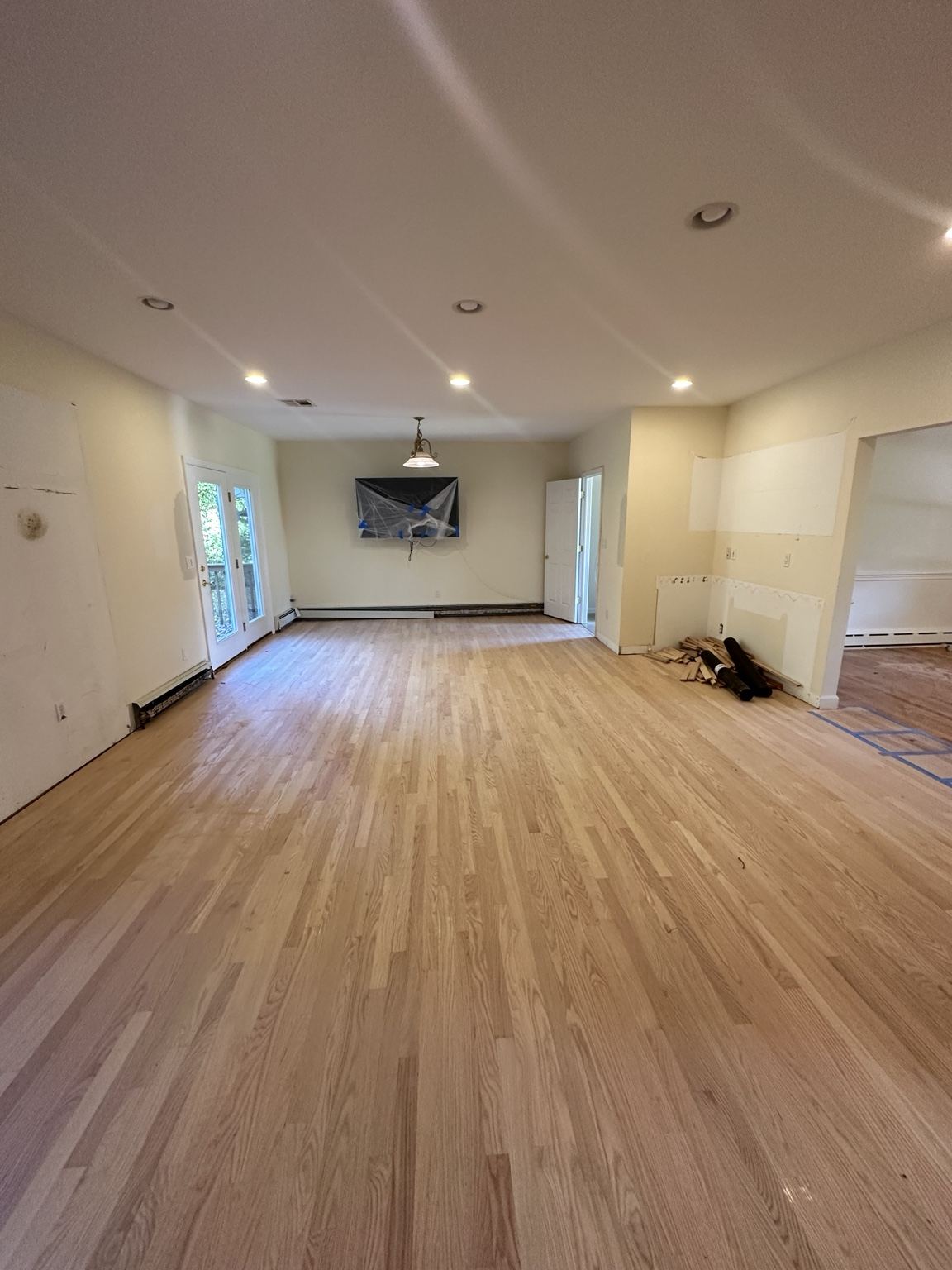 Light wood floor in an open room