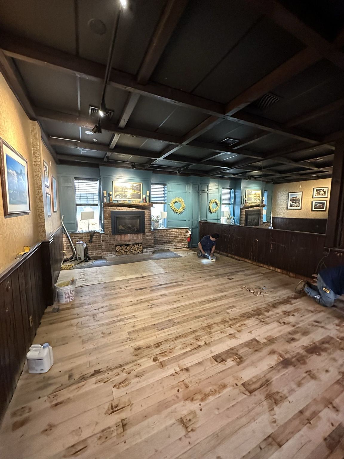 Reclaimed hardwood mix fully installed, unfinished